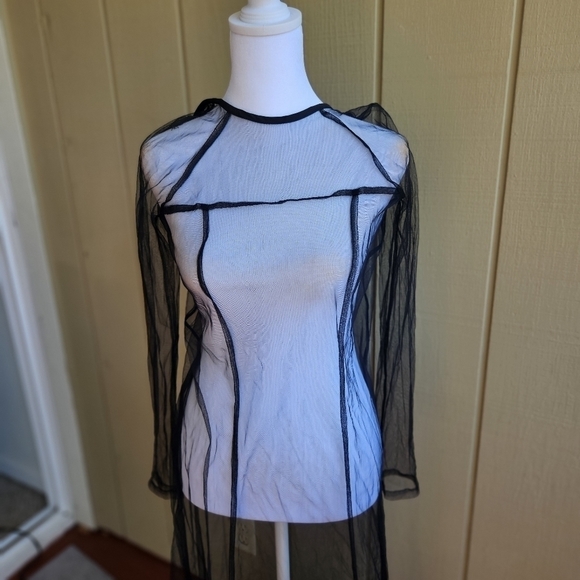 SANTO Dresses & Skirts - SANTO black mesh dress long sleeve